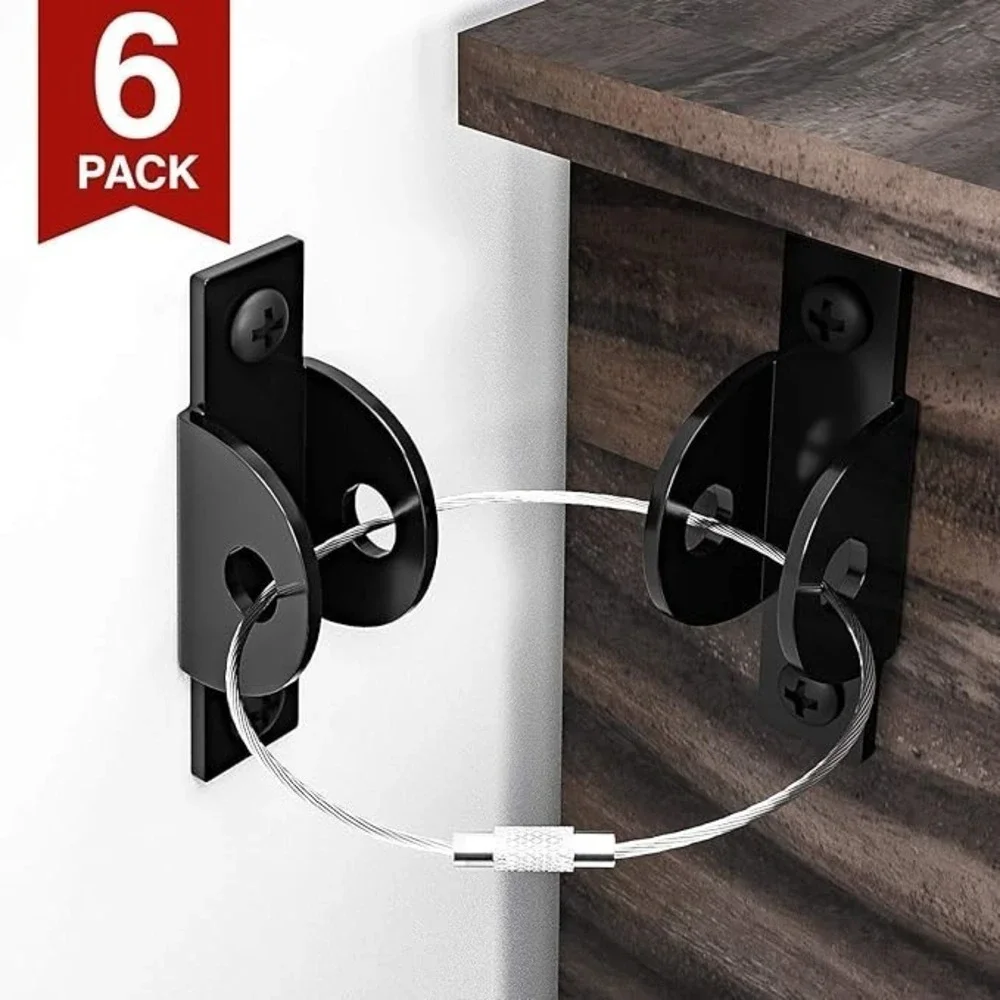 New Furniture Straps for Baby Pet Proofing (6 Pack) Metal Furniture Anchors